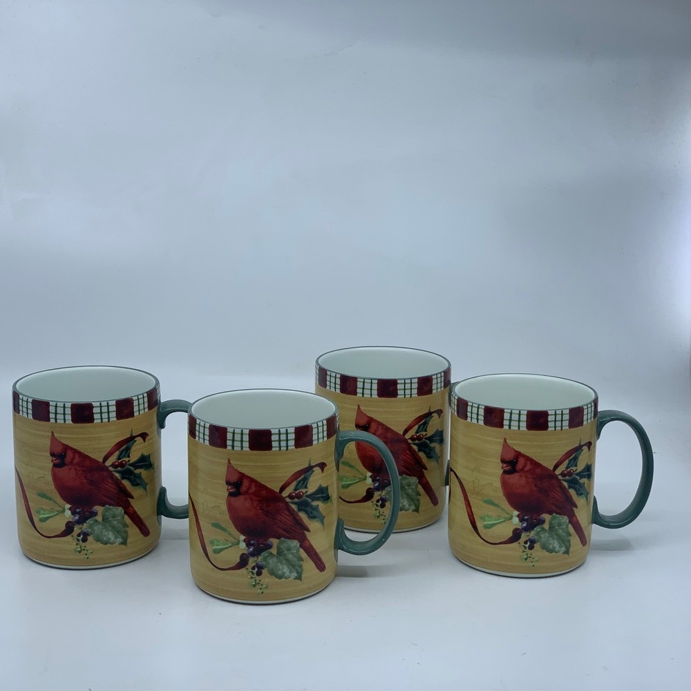 Lenox Winter Greetings Everyday Cardinal Set of 4 Coffee Mugs Catherine McClung